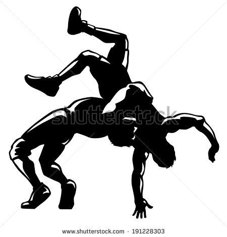 450x470 Wrestling Silhouette Clip Art