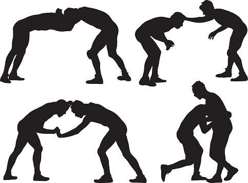 483x358 Wrestling Vector Art