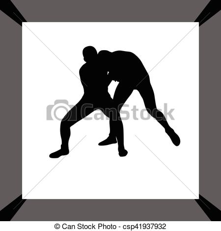 450x470 Wrestling Silhouette Vector Vectors