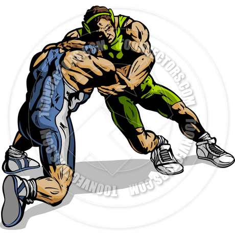 460x460 Wrestlers In Wrestling Pose Silhouette Vector Image By Chromaco
