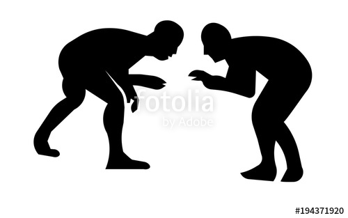 500x313 Wrestling Silhouette Clip Art On White Background Stock Image