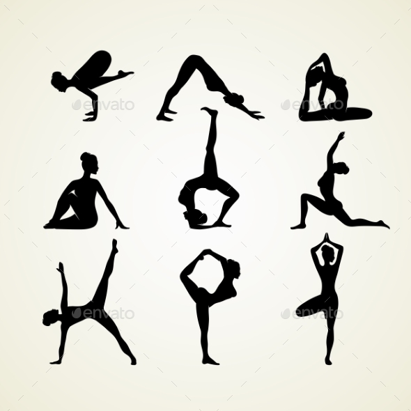 590x590 Yoga Pose Silhouettes By Sonneon Graphicriver