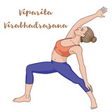 160x160 Women Silhouette. Warrior 2 Yoga Pose. Virabhadrasana 2 Stock
