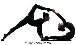 300x177 Woman Contortionist Exercising Gymnastic Yoga Silhouette . Stock