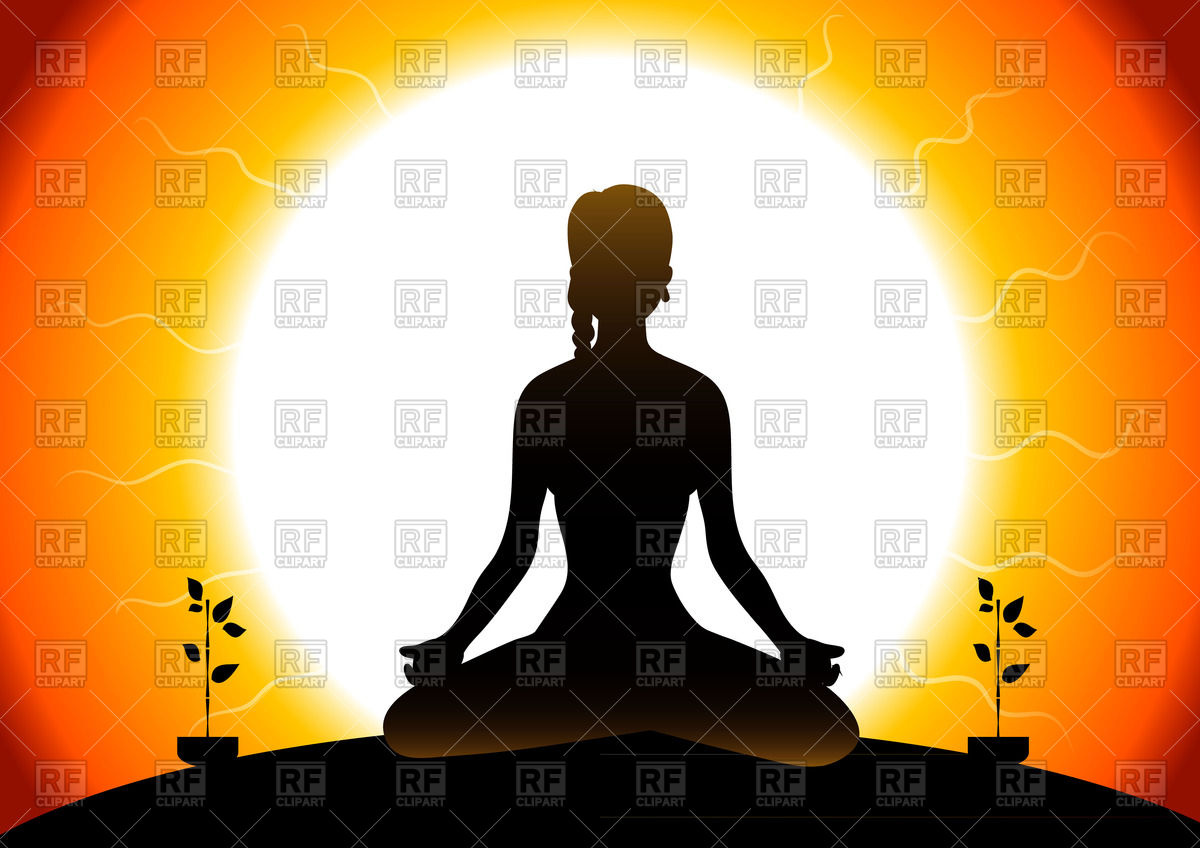 1200x848 Silhouette Of Woman Doing Yoga In The Lotus Position Royalty Free