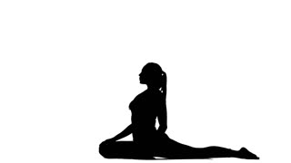320x180 Girl Engaged In Yoga. Silhouette Stock Video Footage