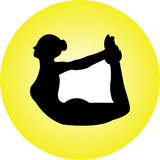 160x160 Vector Illustration Of Colored Yoga Silhouette With Lotus Flower