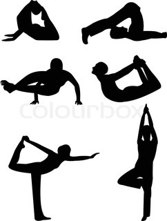 242x320 Silhouette Of A Girl In Yoga Pose On Summer Background With Palm