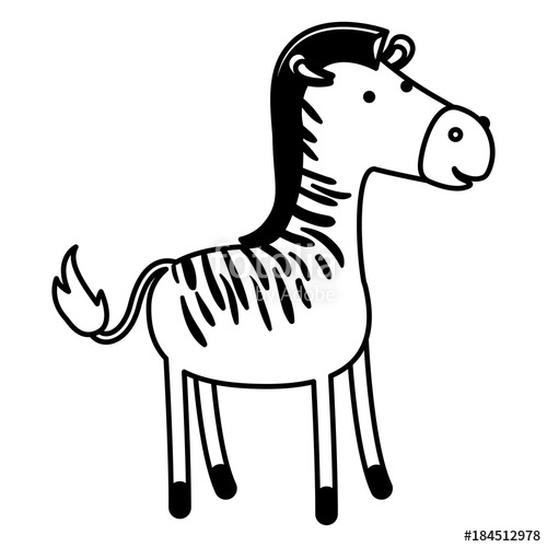 500x500 Zebra Cartoon In Black Sections Silhouette On White Background