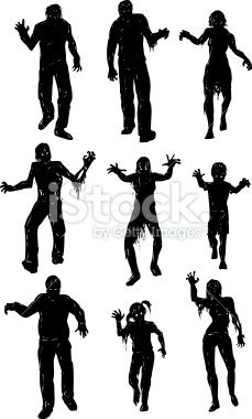 229x380 Scary Zombie Hands Silhouettes Set. Royalty Free Stock Image