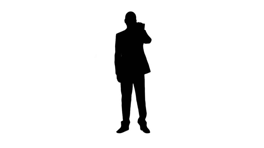 852x480 Silhouette Young Man In Suit Talking On The Phone And Actively