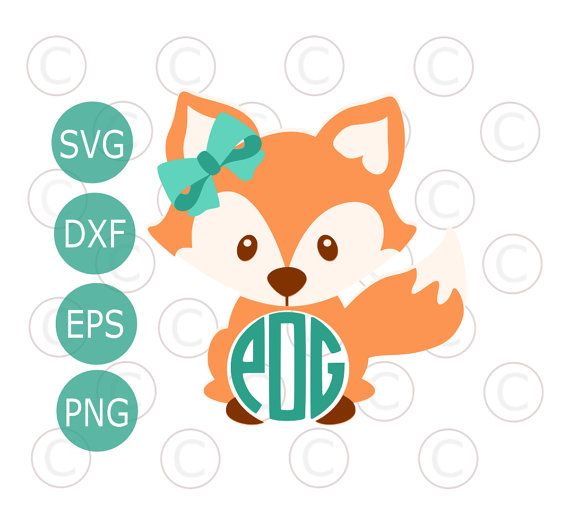 570x532 Circle Monogram Baby Fox Svg Amp Dxf Cutting Files, Cute Fox Png