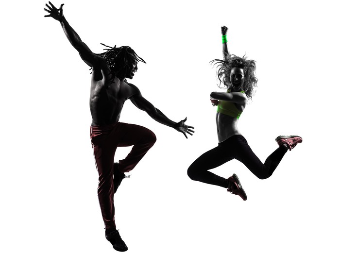 700x523 Couple Man And Woman Exercising Fitness Zumba Dancing Silhouette
