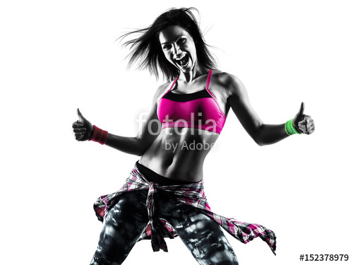 500x375 One Caucasian Woman Zumba Fitness Exercises Dancer Dancing