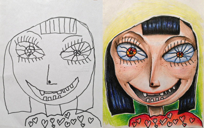 794x500 Amazing Artistic Dad Colours In His Kids' Drawings