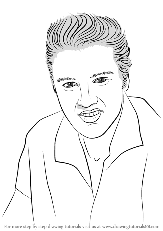 566x800 Learn How To Draw Elvis Presley (Singers) Step By Step Drawing