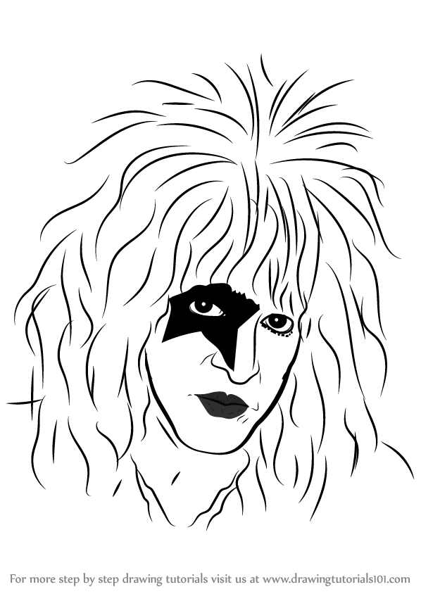 598x844 Learn How To Draw Paul Stanley (Singers) Step By Step Drawing