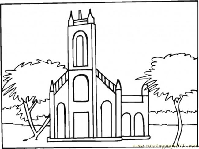 650x485 Abbey In The Town Coloring Page