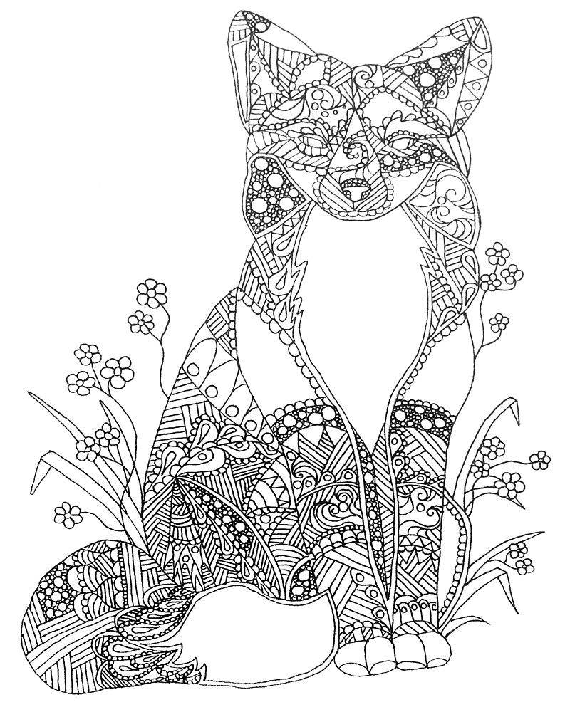 800x1000 Colorable Fox Abstract Animal Art Adult Coloring By Artistrybylm