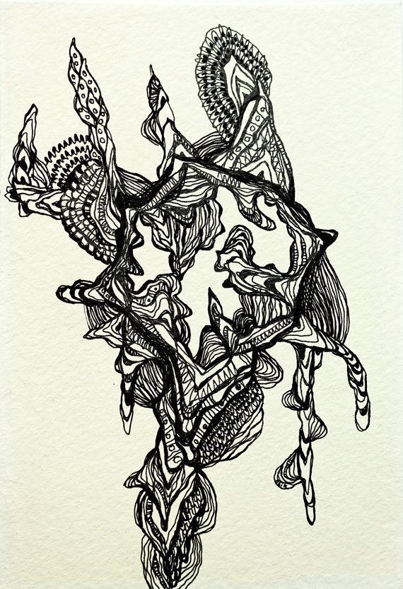 570x833 Original Drawing Pen Drawing Abstract Drawing By Osikosik On Etsy