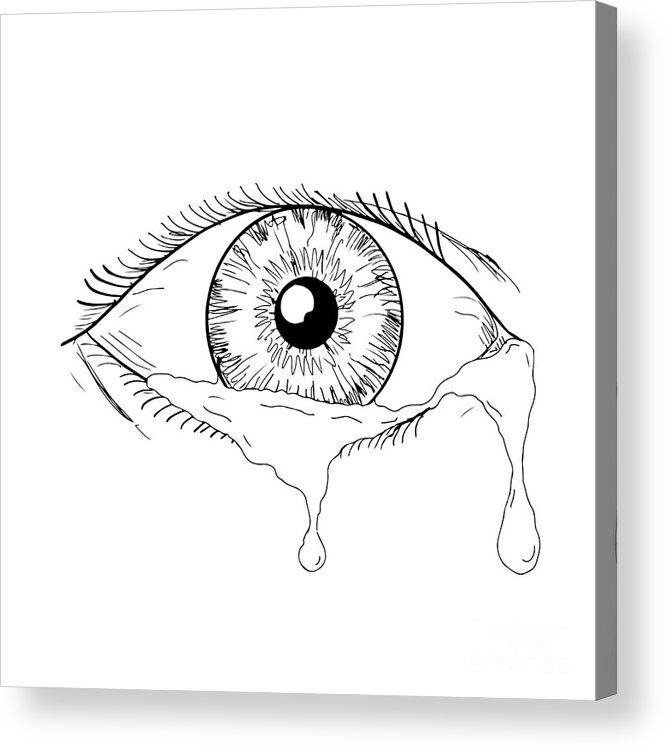 666x750 Human Eye Crying Tears Flowing Drawing Acrylic Print By Aloysius