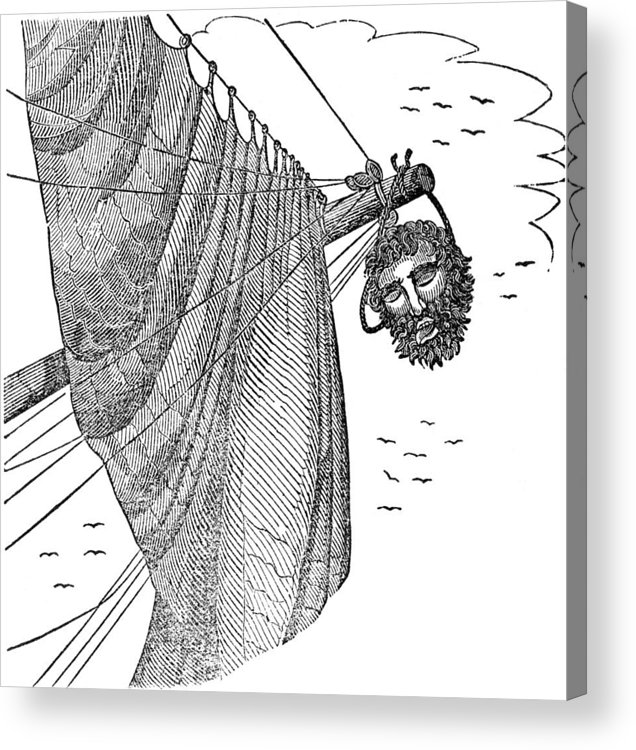 636x750 Blackbeard's Head Being Hung From The Bow Acrylic Print By