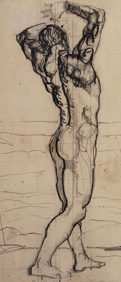 386x900 Male Act Study For The Truth Drawing By Ferdninand Hodler