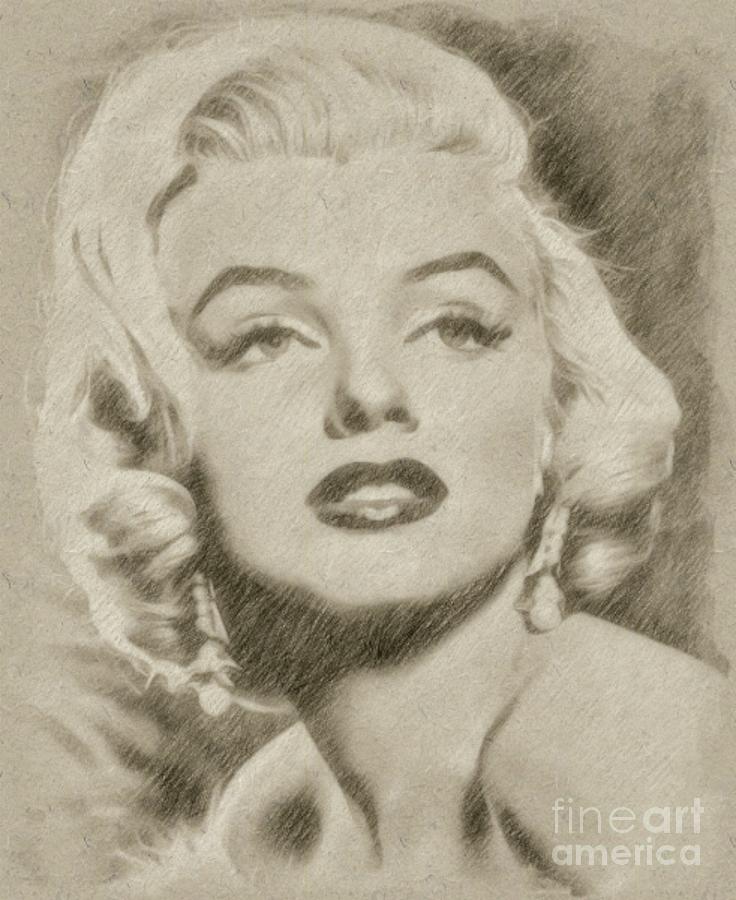 736x900 Marilyn Monroe Vintage Hollywood Actress Drawing By Frank Falcon