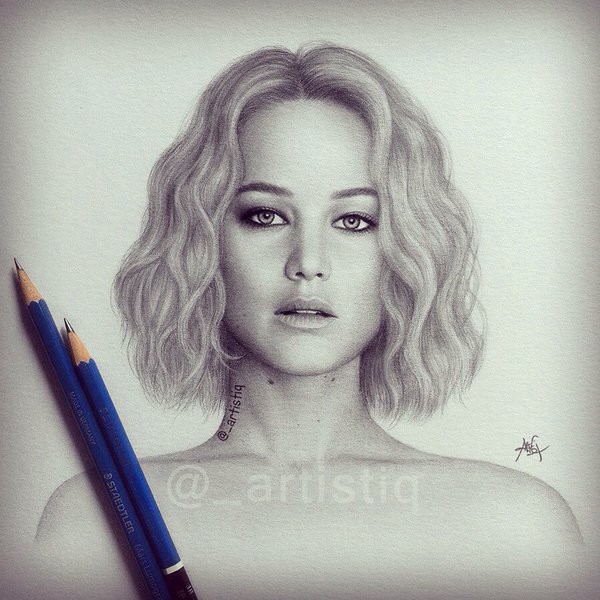 600x600 Artistiq On Twitter Jennifer Lawrence, Drawn With Graphite