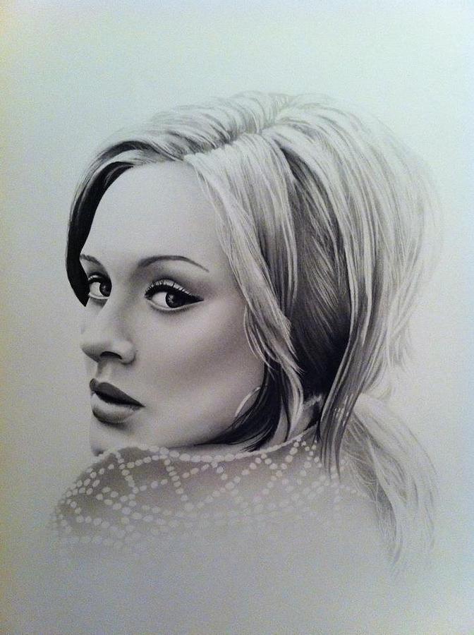 672x900 Adele Drawing By Tom Hansen