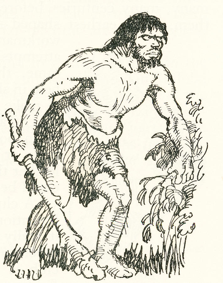711x900 Stone Age Man With Club. After A Work Drawing By Vintage Design Pics