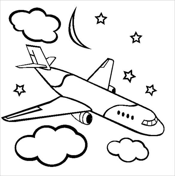 585x588 Airplane Coloring Pages