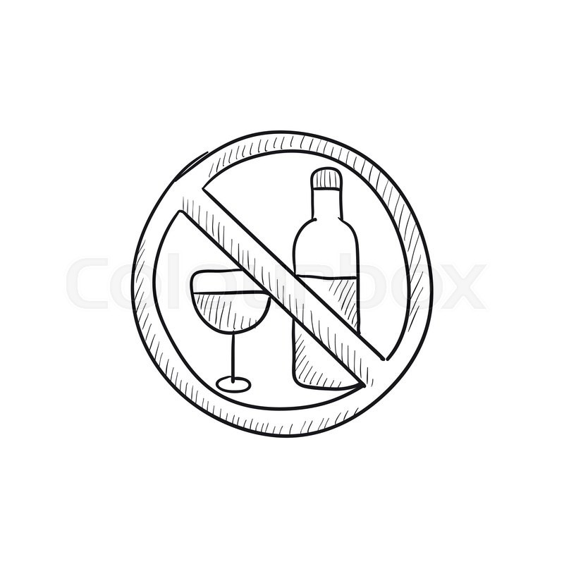 800x800 No Alcohol Sign Vector Sketch Icon Isolated On Background. Hand
