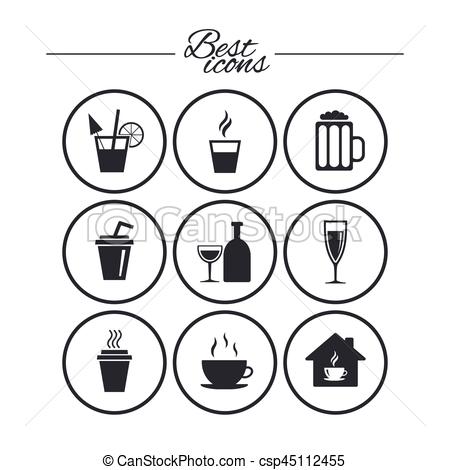 450x470 Tea, Coffee Beer Icons. Alcohol Drinks. Tea, Coffee