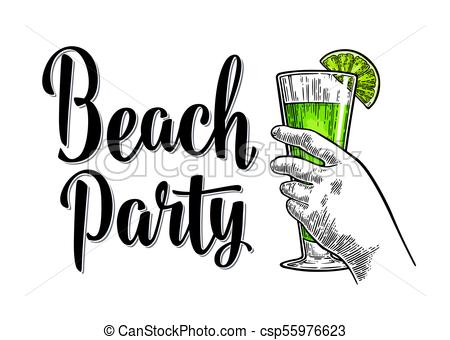 450x340 Alcohol Green Cocktail With Slise Lime. Vintage Engraving