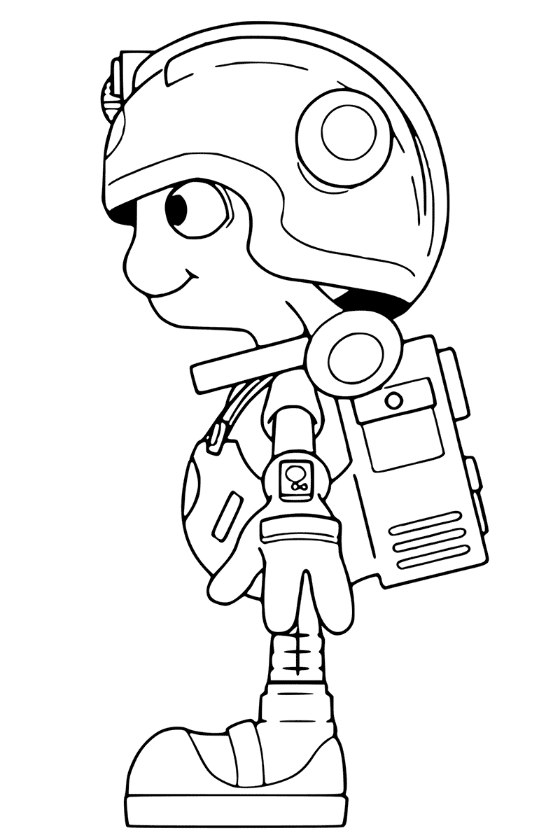 800x1200 Cute Alien With Backpack Coloring Pages
