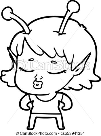 351x470 Cute Alien Girl Cartoon.