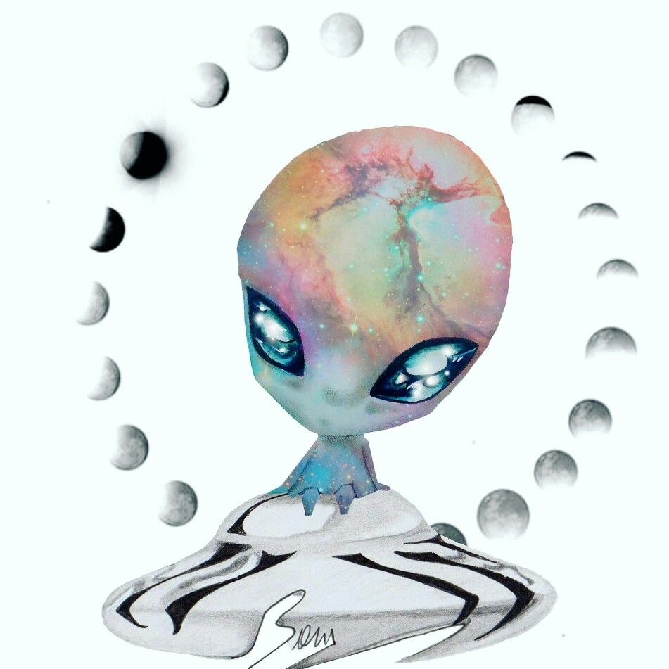 951x951 Nebula Gray Cute Alien Ufo Drawinganimechibi
