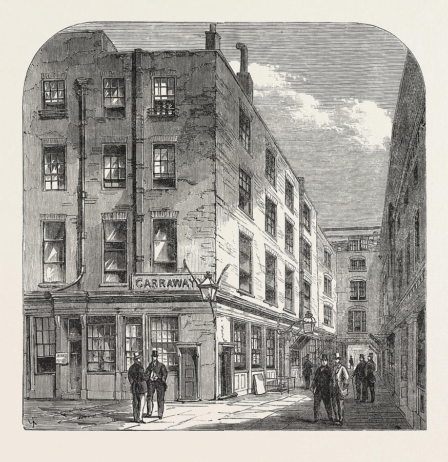 874x900 Garraways Coffee House, Change Alley, London Drawing By English School