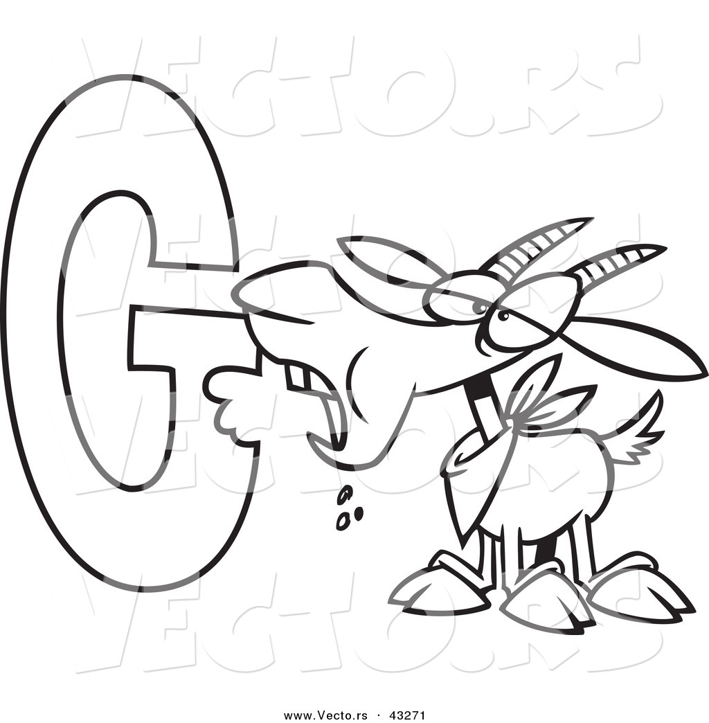 1024x1044 Vector Of A Cartoon Goat Eating An Alphabet Letter G