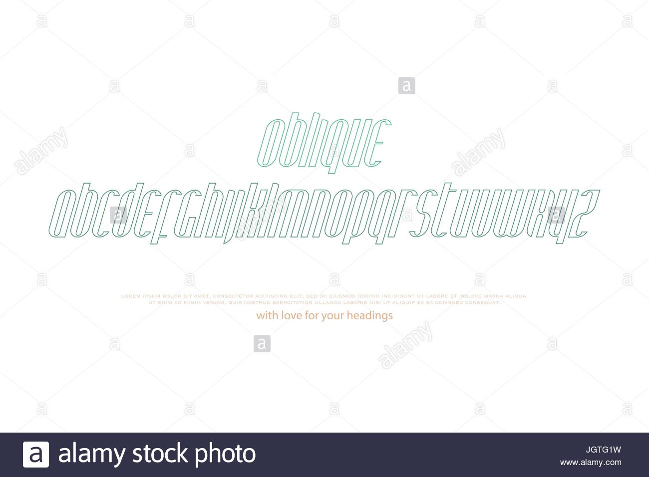 1300x956 Italic, Stylized Alphabet Letters. Vector, Linear, Slanted Font