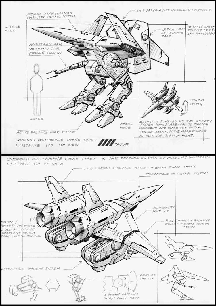 751x1064 Unmanned Drone Type1 Drawing By 4 X S