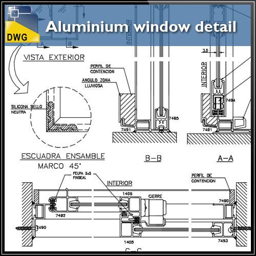 500x500 Aluminium Window Detail And Drawing In Autocad Dwg Files Cad
