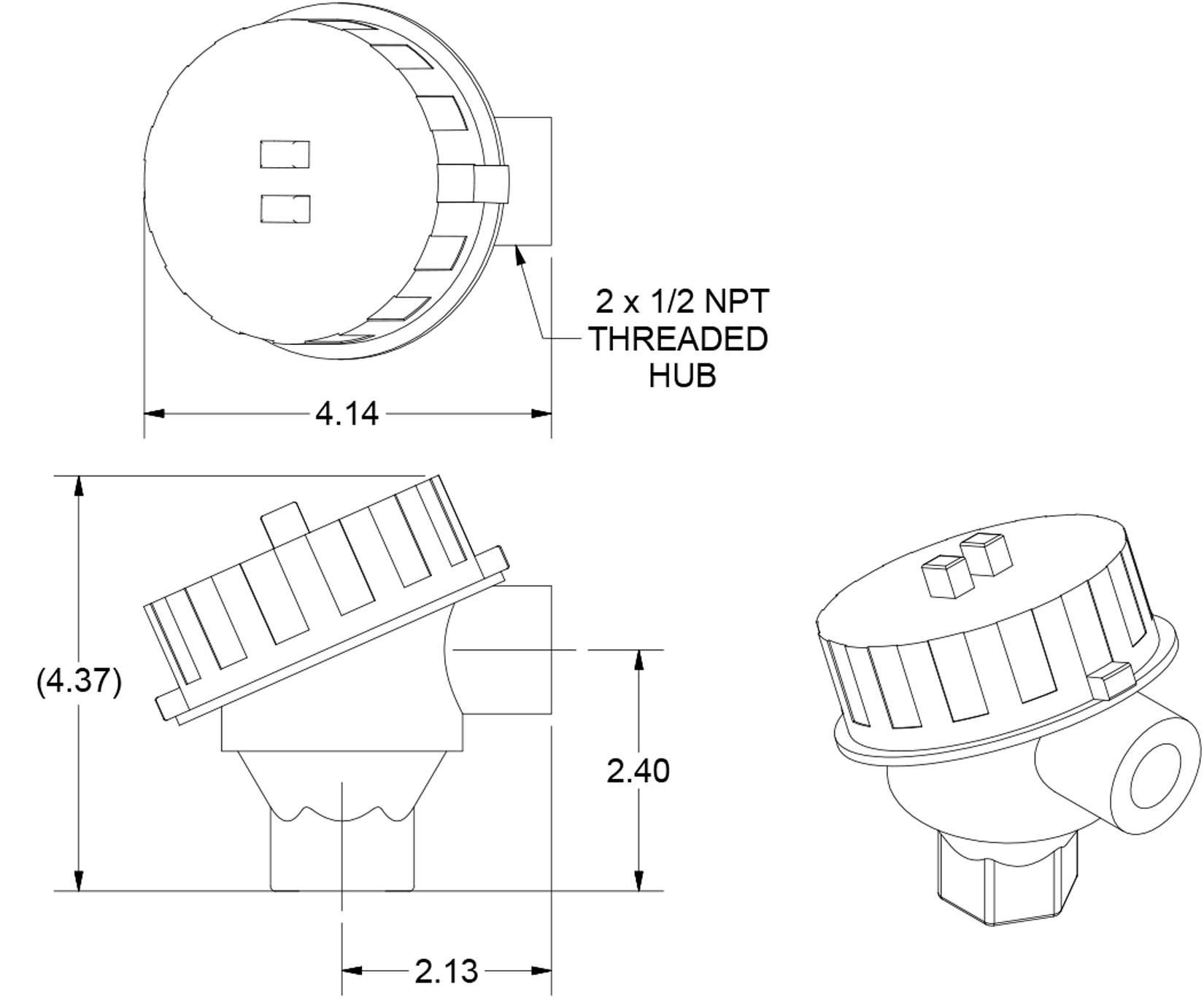 1650x1371 Junction Box, Aluminum, 3'' Round, Explosion Proof Madison Company