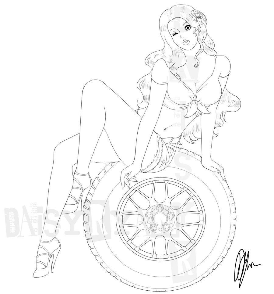 900x964 Coloring Book And Pages ~ Pin Up Girl Coloring Pages Drawing