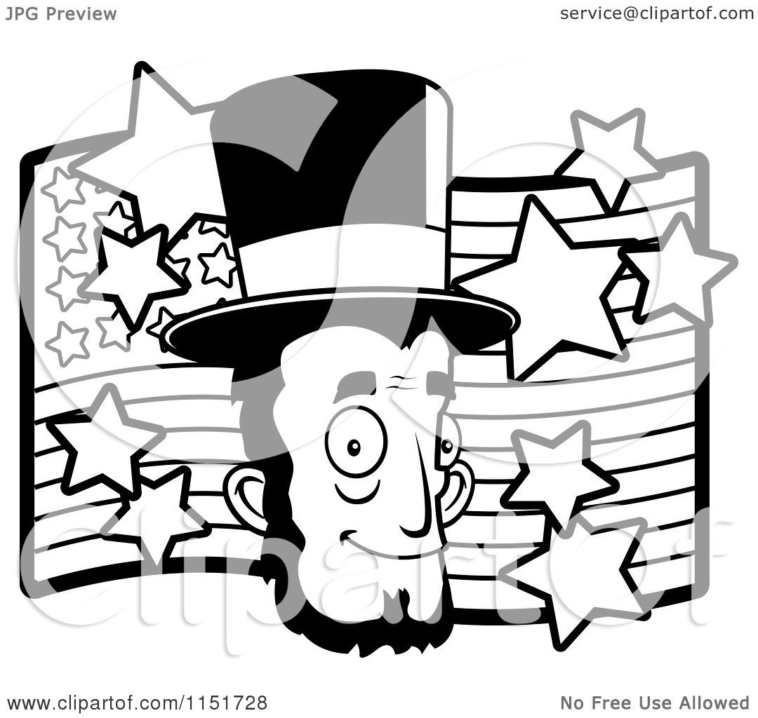 1080x1024 Cartoon Clipart Of A Blackd White Abe Lincoln's Face Over