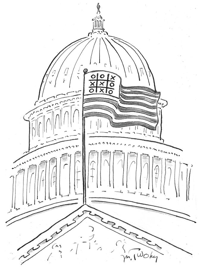 676x900 Noughts And Crosses On An American Flag Drawing By Mike Twohy