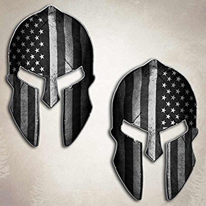 425x425 American Flag Subdued Spartan Helmet Decal Set