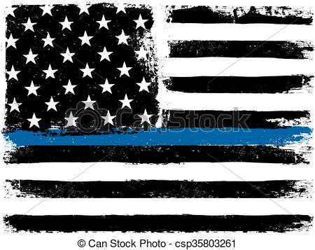 450x357 American Flag With Thin Blue Line. Grunge Aged Background . Clip