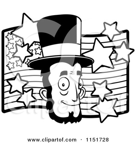 450x470 Cartoon Clipart Of A Blackd White Abe Lincoln's Face Over